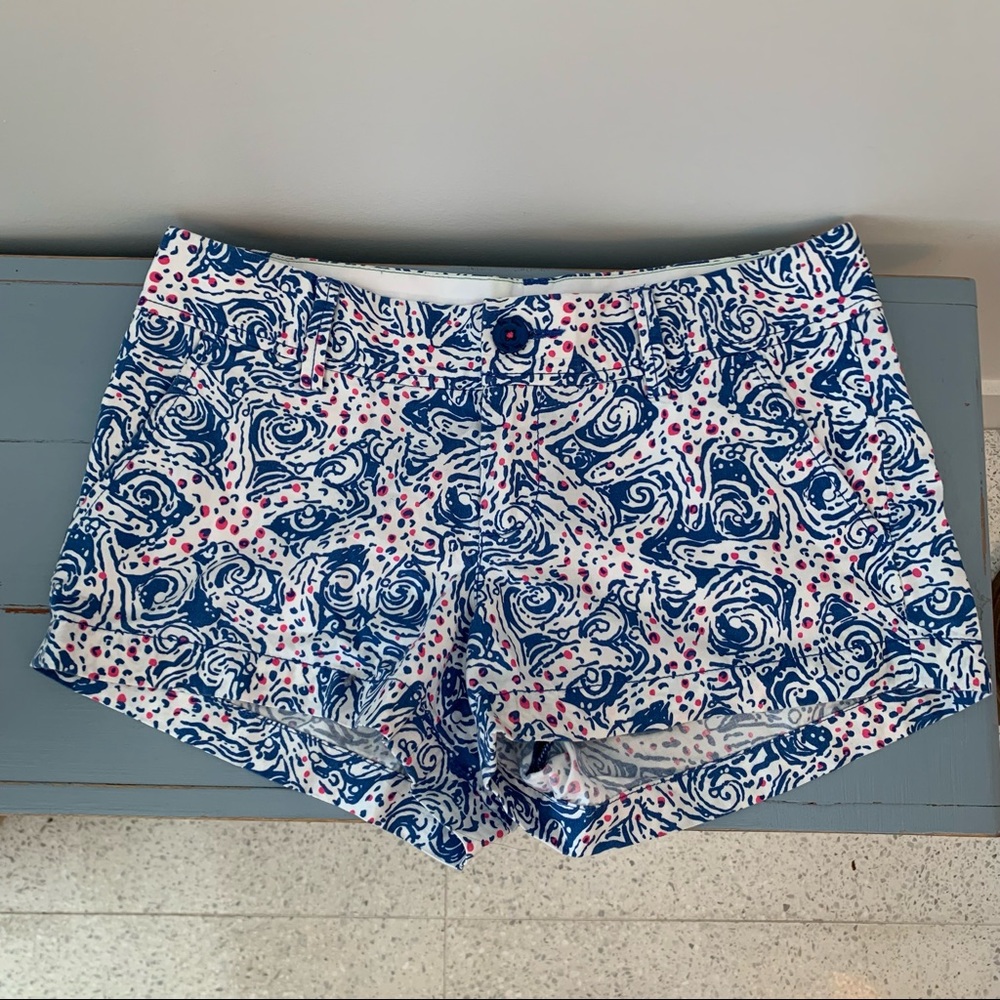 Lilly Pulitzer Walsh Short Sz 4 Indigo Star Crush Starfish Blue Shorts